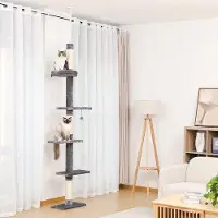 Famanu kattenboom, 5-laags – Een hoogwaardig klimcentrum met krabpaal en een comfortabel bed voor kittens