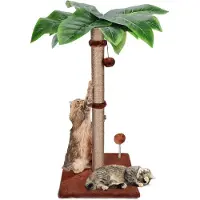 Famanu krabpaal voor katten, gemaakt van natuurlijk sisaltouw met interactieve speelballen - 80 cm hoog