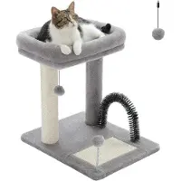 Famanu krabpaal, 51 cm - Sisal, speelbal, pluche - Grijs - Geschikt voor kittens