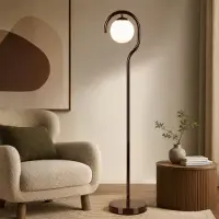 Opviq , hoogwaardige staande lamp, metalen behuizing, glasdiameter 15 cm, hoogte 160 cm, bruin, IP20