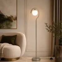 Opviq , hoogwaardige staande lamp, metalen behuizing, glasdiameter 15 cm, grijs, fitting E27, IP20