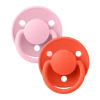 BIBS - Pacifier De Lux 2 PACK Silicone - Baby Pink/Tango - Onesize