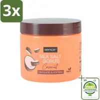 Sence 3 x - Coconut - Bodyscrub - Verzorgend - 500 g - Grootverpakking - Bodyscrub - Kokos - Huid Verzorging - Exfolieer - Zeezout