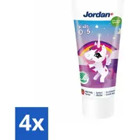 Jordan 4 x Tandpasta Kids 0-5 jaar 50 ml - Tandpasta Voor Kinderen - Kindertandpasta - Melkgebit Beschermen - Gaatjes Voorkomen - Fluoride 1450 Ppm
