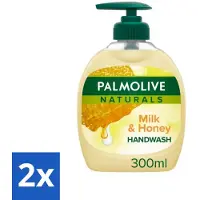 Palmolive 2 x Pamlolive Naturals - Handzeep - Melk & Honing - 300 ml - Handzeep Melk Honing - Natuurlijke Handzeep - Zeepvrije Handzeep - Handen Verzorgen - Handen Hydrateren