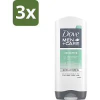 Dove 3 x - Shower Gel - 3-in-1 - Men Care Sensitive - Verfrissend en zacht - 400 ml - Douchegel Mannen - Gevoelige Huid - 3-in-1 Douchegel - Mannelijke Huid Verzorging - Zachte Douchegel