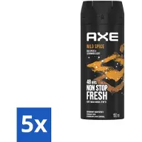 Axe 5 x - Deodorant Bodyspray - 48hrs Non Stop Fresh - Wild Spice - Wild Spices & Cedarwood - 150 ml - Wild Spice - Deodorant Bodyspray - 48 Uur Fris - Anti-geur - Cederhout Geur
