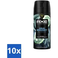 Axe 10 x Deodorant Bodyspray Aqua Bergamot 150 ml - Aqua Bergamot - Deodorant Bodyspray - 72 Uur Bescherming - Onweerstaanbare Geur - Premium Geur