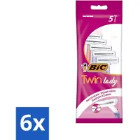 BIC 6 x - Twin Lady - Scheermesjes - Dubbel Mesje - Wegwerpmesjes - 5 Scheermesjes - Scheermesje - Wegwerpscheermesje - Dubbel Mesje - Vrouwelijke Scheermesje - Pastelkleuren