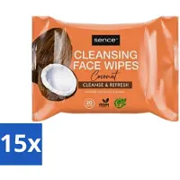 Sence 15 x - Coconut - Gezichtsreinigingsdoekjes - Verzorgend - 20 Doekjes - Gezichtsreinigingsdoekjes - Kokos - Huidverzorging - Make-up Verwijderen - Hydrateren