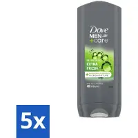 Dove 5 x Douchegel Men+ Care Extra Fresh 400 ml - Douchegel Mannen - Reiniging Mannenhuid - Frisse Geur - Energie Onder De Douche - Milde Douchegel