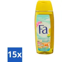 Fa - Douchegel - Mediterranean Jewels Amalfi - Orchidee & Citrus - Frisse & Tropische Geur - Verfrissend - 250 ml - Bulkverpakking - 15 stuks