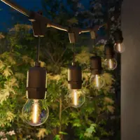 LEDVION - Lichtsnoer Buiten 10M - 10 Zilveren E27 LED Lampen - IP65 Waterdicht - 2100K - Warm Wit - Sfeerverlichting Tuinverlichting