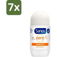 Sanex 7 x Deodorant Roller Zero% Sensitive Skin 50 ml - Deodorant Zero% Sensitive - Alcoholvrije Deodorant - Parabenenvrije Deodorant - Gevoelige Huid - Deodorant Voor Mannen En Vrouwen
