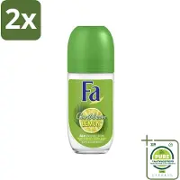 Fa - Deodorant Roller - Caribbean Lemon - Verfrissend - 48 uur Bescherming - Citrusachtig - 50 ml - Voordeelverpakking - 2 stuks - 48 uur bescherming - Caribische citroen