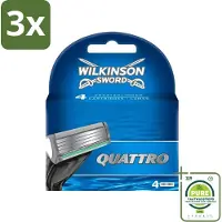 Wilkinson 3 x - Navulmesjes Quattro - Met Precisietrimmer - 4 scheermesjes - Grootverpakking - Scheermesjes - Navulmesjes - Precisietrimmer - Titaniumcoating - Huidvriendelijk