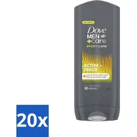Dove 20 x - Douchegel - Men+ Care Active Fresh - Verfrissend en langdurige bescherming - 400 ml - Douchegel - Man - Fris - Energie - Actief