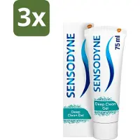 Sensodyne 3 x - Tandpasta - Deep Clean - Voor Frisse Adem - 75 ml - Gevoelige Tanden - Diepe Reiniging - Frisse Adem - Tandpasta - Fluoride