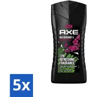 Axe 5 x - 3-in-1 Douchegel - Wild Bergamot & Pink Pepper - 100% Plantaardig - 250 ml - Douchegel - 3-in-1 - Lichaam - Gezicht - Haar