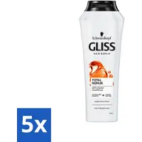 Schwarzkopf 5 x Gliss-Kur - Shampoo - Total Repair - Herstelt & Versterkt - Gehydroliseerd - 400 ml - Herstel Haar - Versterk Haar - Beschadigd Haar - Gespleten Haarpunten - Gezonde Glans