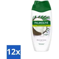 Palmolive 12 x Naturals - Douchecrème - Kokosnoot - 250 ml - Douchegel Kokos - Kokos Geur - Hydraterende Douchegel - Verzorgende Douchegel - Tropische Geur