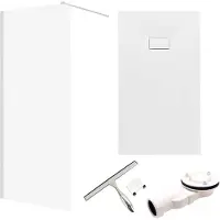 Badland Ketil Vidar doucheset met glaswisser 160 x 90 cm chroom/wit - walk-in douchewand met douchebak