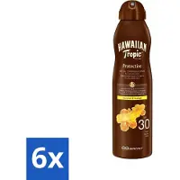 Hawaiian Tropic - Zonnebrand - Island Glow Dry Oil Continuous Spray SPF 30 - Hydraterend & Beschermend - 177 ml - Voordeelverpakking - 6 stuks