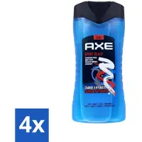 Axe 4 x - 3-in-1 Douchegel - Sport Blast - Energizing Citrus - Hydraterend - 250 ml - Douchegel Sport - Sportgeur - Hydraterende Douchegel - Frisheid Na Training - Huid Verzorging