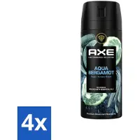 Axe 4 x Deodorant Bodyspray Aqua Bergamot 150 ml - Aqua Bergamot Deodorant - Bodyspray - Geur - Lichaamsgeur Bescherming - Premium Geur