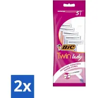 BIC 2 x - Twin Lady - Scheermesjes - Dubbel Mesje - Wegwerpmesjes - 5 Scheermesjes - Scheermesje - Wegwerpscheermesje - Dubbel Mesje - Vrouwelijke Scheermesje - Pastelkleuren