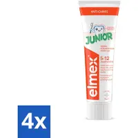 Elmex 4 x Gel-Tandpasta Junior (5-12 Jaar) 75 ml - Tandpasta Voor Kinderen - Gaatjesbescherming - Aminfluoride - Tandpasta Gel - Kindertandpasta
