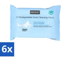 Sence 6 x - Normale Huid - Gezichtsreinigingsdoekjes - Mild Reinigend - 20 Doekjes - Gezichtsreinigingsdoekjes - Normale Huid - Reinigingsdoekje - Huid Reinigen - Make-up Verwijderen