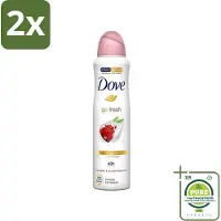 Dove - Deodorant - Go Fresh Granaatappel - Frisse en fruitige geur - 150 ml - Voordeelverpakking - 2 stuks - Go Fresh - Granaatappel