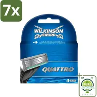 Wilkinson 7 x - Navulmesjes Quattro - Met Precisietrimmer - 4 scheermesjes - Grootverpakking - Scheermesjes - Navulmesjes - Precisietrimmer - Titaniumcoating - Huidvriendelijk