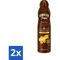 Hawaiian Tropic 2 x - Zonnebrand - Island Glow Dry Oil Continuous Spray SPF 30 - Hydraterend & Beschermend - 177 ml - Zonbescherming - Zonbrand Spray - Droge Olie - SPF 30 - Huidhydratatie
