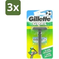 Gillette 3 x - Goal - Scheerset - Stainless Steel - Duurzaam en scherp - 1 Scheermesje - Scheermes - Mesjes - Scheersysteem - Goal - Stainless Steel