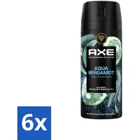 Axe 6 x Deodorant Bodyspray Aqua Bergamot 150 ml - Aqua Bergamot Deodorant - Bodyspray - Geur - Lichaamsgeur Bescherming - Premium Geur