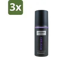 Amando 3 x - Mystery - Deodorant - Spray - 150 ml - Mystery Deodorant Spray - Mannelijke Geur - Kruiden Geur - Vanille Geur - Deodorant Spray