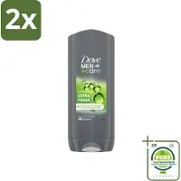 Dove Douchegel Men+ Care Extra Fresh 400 ml - Voordeelverpakking - 2 stuks - Douchegel - Mannelijke geur