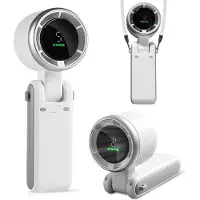 VHV - Handventilator - Mini ventilator - Draagbare ventilator - Opvouwbaar - 5 snelheden - Oplaadbaar - LED display - Voor op reis, kantoor en vakantie - Wit