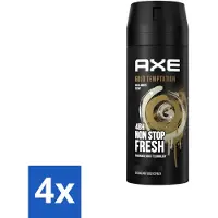 Axe 4 x - Deodorant Bodyspray - 48hrs Non Stop Fresh - Gold Temptation - Gold Amber - 150 ml - Gold Temptation - Deodorant Bodyspray - Frisheid - Geur - Geurbescherming