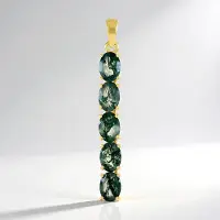 Cavill - Zilveren hanger met 5 ovale Mosagaat edelstenen (2,8 ct) - 925 sterling zilver geelverguld - Elegante natuursteen hanger dames - Uniek design