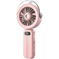 VHV - Handventilator - Mini ventilator - Draagbare ventilator - Met watervernevelaar - Oplaadbaar - Opvouwbaar - 4 snelheden - Voor reizen en make-up - 11.8*4.7*22.5cm - Roze