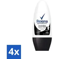 Rexona 4 x - Invisible Black & White - Deo Roller - Anti-transpirant - 50 ml - Deodorant - Anti-transpirant - Vlekkenvoorkomend - 48 Uur Bescherming - Roll-on