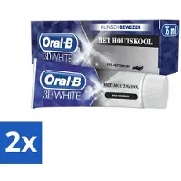 Oral-B 2 x Tandpasta 3D White Houtskool 75 ml - Tandpasta - Whitening - Houtskool - Glimlach - Tanden Reinigen
