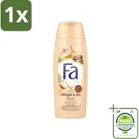 Fa 1 x - Douchecrème - Room & Olie Kokosnuss Kakaoboter - Verzachtend & Voedend - 250 ml - Douchecrème - Natuurlijke Douchecrème - Verzorgende Douche - Cacaoboter - Kokosnoot