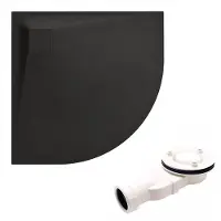 Badland Bad Land VIDAR douchebak - kwartrond - 80 x 80 x 3,2 cm - zwart - met afvoerset
