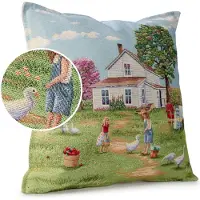 ANRO Sierkussen Boerderij 45x45cm – Jacquard Gobelin Inclusief Vulling Bank Woonkamer Decoratief