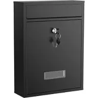 Famanu – Wandbrievenbus in zwart met poedercoating, stevige postbox voor brieven en post