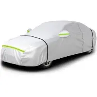 Famanu – Autohoes full car cover, stof- en waterdicht, geschikt voor sedans van 435-470 cm, zilver